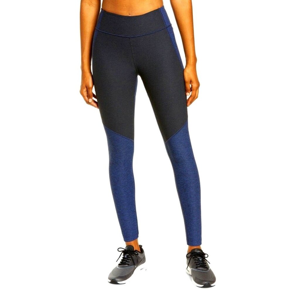 Outdoor Voices OV Two-Tone Warmup Ankle Compression Leggings, Blue-Black, Sz M